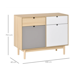Scandinavian Storage Sideboard Rustic Wooden Side Cabinet Retro Cupboard Drawers - Image 7