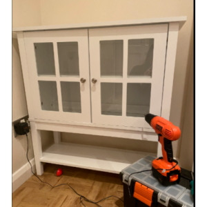 Display Glass Cabinet Small Shabby Chic Side Cupboard Vintage Hallway Sideboard - Image 4