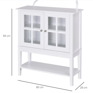 Display Glass Cabinet Small Shabby Chic Side Cupboard Vintage Hallway Sideboard - Image 5