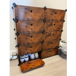 Narrow Shoe Cabinet Tall Rustic Storage Shelf Rack Industrial Slim Organiser