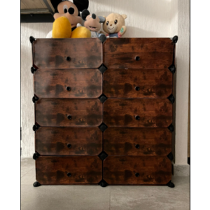 Narrow Shoe Cabinet Tall Rustic Storage Shelf Rack Industrial Slim Organiser - Image 3