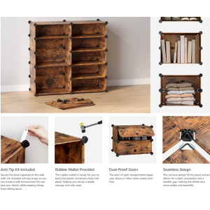 Narrow Shoe Cabinet Tall Rustic Storage Shelf Rack Industrial Slim Organiser - Image 8