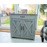 Rustic Side Cabinet Grey Storage Sideboard Vintage Industrial Cupboard Door Unit