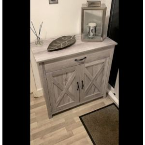 Rustic Side Cabinet Grey Storage Sideboard Vintage Industrial Cupboard Door Unit - Image 3