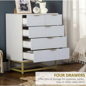 Modern Chest Drawers Contemporary Metal Sideboard Wooden Storage Side Cabinet - Image 3