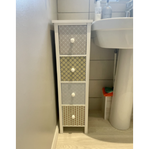 Narrow Chest Drawers Slim Side Cabinet White Shabby Chic Tall Apothecary Unit - Image 4
