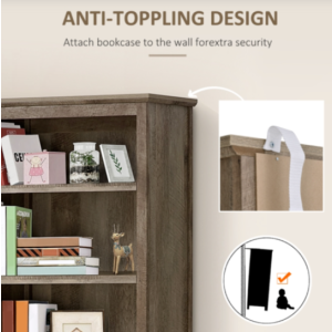 Tall Wooden Cabinet Rustic Storage Bookcase Glass Cupboard Large Pantry Unit - Image 2