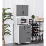 Grey Kitchen Cabinet White Pantry Larder Storage Buffet Dresser Modern Cupboard