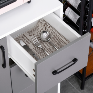 Grey Kitchen Cabinet White Pantry Larder Storage Buffet Dresser Modern Cupboard - Image 4