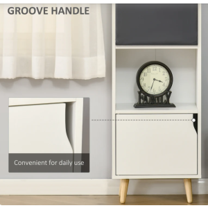 Small Wooden Bookcase Narrow Retro Display Cabinet Unit Tall Slim Storage Shelf - Image 3