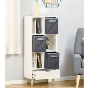Small Wooden Bookcase Retro Display Cube Cabinet Unit Tall Slim Storage Shelf - Image 2