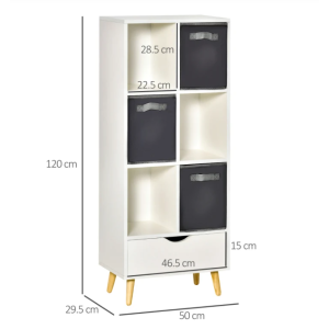 Small Wooden Bookcase Retro Display Cube Cabinet Unit Tall Slim Storage Shelf - Image 3
