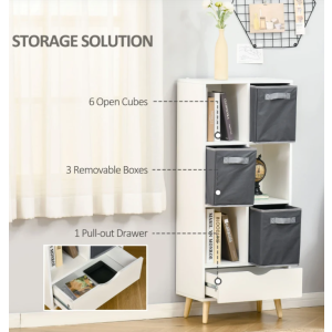 Small Wooden Bookcase Retro Display Cube Cabinet Unit Tall Slim Storage Shelf - Image 4