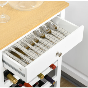 Small Wine Cabinet Narrow Wooden Kitchen Cupboard Vintage Storage Bar Rack Unit - Image 4