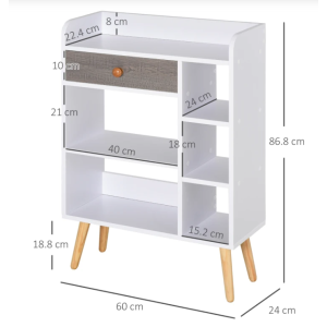 Small Side Cabinet Wooden Display Unit Retro White Shelf Drawer Storage Bookcase - Image 5