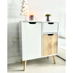 Small Retro Cabinet Wooden Storage Cupboard White Sideboard Vintage Chest Drawer