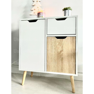 Small Retro Cabinet Wooden Storage Cupboard White Sideboard Vintage Chest Drawer - Image 4