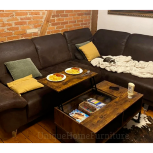 Industrial Coffee Table Vintage Lift Top Retro Storage Unit Rustic Metal Shelf - Image 5