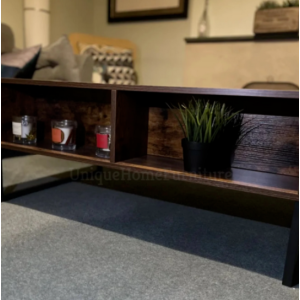Industrial Coffee Table Vintage Lift Top Retro Storage Unit Rustic Metal Shelf - Image 6