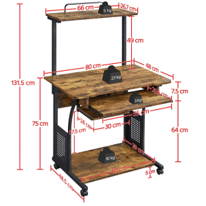Compact Computer Desk Rustic Metal Workstation Small Industrial Home Office Tray - Image 3