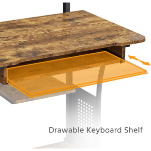 Compact Computer Desk Rustic Metal Workstation Small Industrial Home Office Tray - Image 5