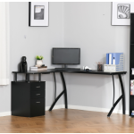 Large Computer Desk Black Executive Metal Home Office Modern Storage Drawers PC Table
