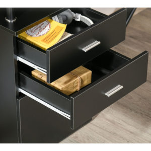 Large Computer Desk Black Executive Metal Home Office Modern Storage Drawers PC Table - Image 3