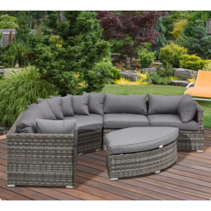 Large Rattan Sofa Set Garden Patio Furniture Wicker Round Corner Chair Cushion - Image 3