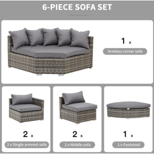 Large Rattan Sofa Set Garden Patio Furniture Wicker Round Corner Chair Cushion - Image 6