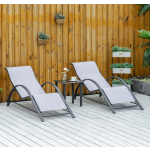 Sun Lounger Set Outdoor Patio Furniture Garden Bistro Coffee Table 2 Metal Chair