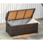 Rattan Storage Bench Outdoor Garden Wooden Sofa Seat Wicker Patio Tool Chest Box