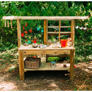 Kids Outdoor Playground Wooden Mud Paint Kitchen Pretend Gardening Cook Play Set - Image 2
