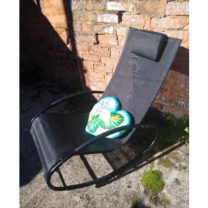 Rocking Sun Lounger Metal Patio Chair Deck Garden Armchair Outdoor Bed Furniture - Image 2