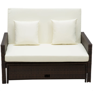 Large Garden Sofa Outdoor Patio Furniture Day Bed Sun Lounger Rattan Table Stool - Image 4