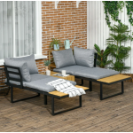 Metal Patio Furniture Garden Lounge Set Corner Cushion Wooden Sofa Chair Table