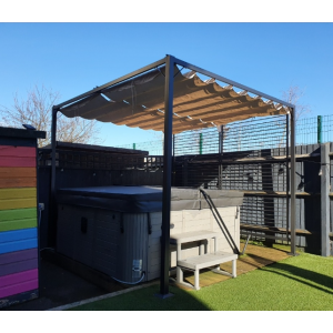Metal Garden Pergola Outdoor Retractable Canopy Gazebo Patio Hot Tub Sun Shade - Image 4