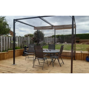Metal Garden Pergola Outdoor Retractable Canopy Gazebo Patio Hot Tub Sun Shade - Image 3