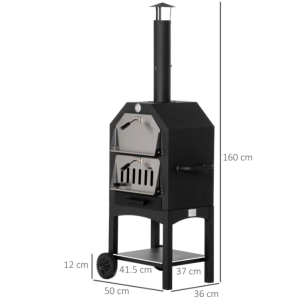 Outdoor Pizza Oven Garden BBQ Smoker Bake Bread Heater Stone Patio Chimney Grill - Image 7