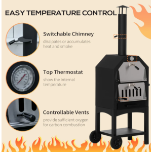 Outdoor Pizza Oven Garden BBQ Smoker Bake Bread Heater Stone Patio Chimney Grill - Image 8