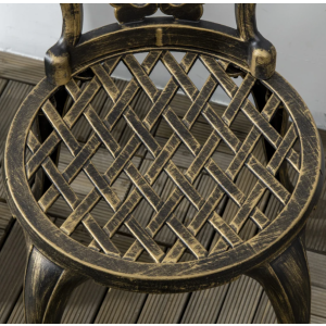 Vintage Bistro Set Bronze Cast Aluminium Furniture Outdoor Garden Patio 2 Chairs Table - Image 4