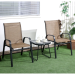 Metal Patio Set 3pc Garden Furniture Conservatory 2 Chairs Bistro Coffee Table