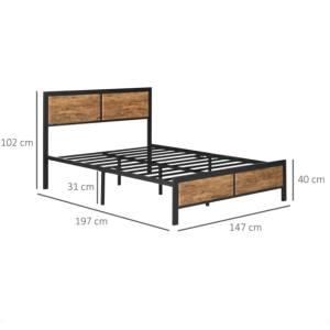 Industrial Bed Frame Rustic Metal Bedroom Double Size Furniture Modern Headboard - Image 5