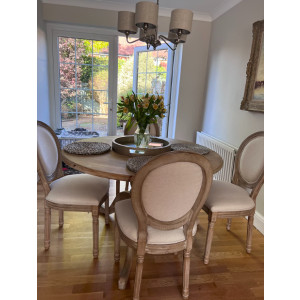 French Dining Chairs Vintage Louis Style Seat Shabby Chic Set 2 Solid Wood Chair - Image 3