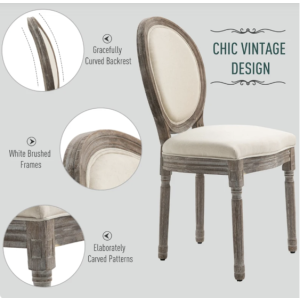 French Dining Chairs Vintage Louis Style Seat Shabby Chic Set 2 Solid Wood Chair - Image 6