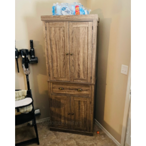 Rustic Kitchen Cupboard Tall Larder Unit Storage Pantry Shelf Door Cabinet Draw - Image 3