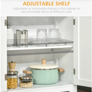 Tall Kitchen Larder White Cupboard Unit Glass Storage Cabinet Utility Pantry - Image 3