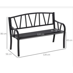 Metal Garden Bench 2 Seater Patio Furniture Outdoor Modern Chair Park Love Seat - Image 5