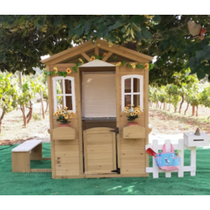 Wooden Kids Playhouse Outdoor Wendy Tree House Garden Bench Cottage Playcentre - Image 2