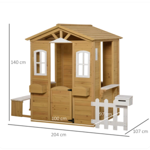Wooden Kids Playhouse Outdoor Wendy Tree House Garden Bench Cottage Playcentre - Image 4