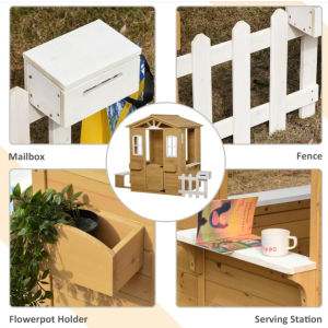 Wooden Kids Playhouse Outdoor Wendy Tree House Garden Bench Cottage Playcentre - Image 5